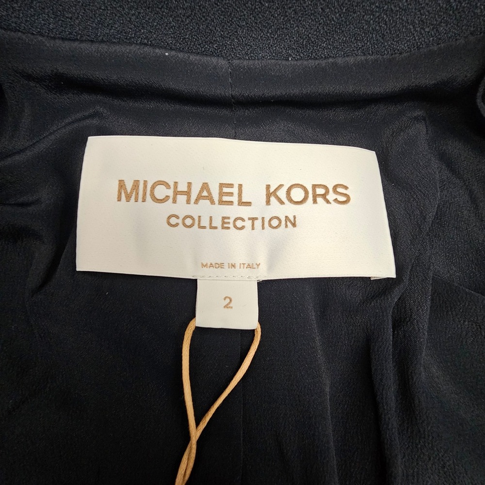 Michael Kors Blazer Womens Crepe Sable Cropped Boyfriend Midnight Gold Buttons 2 - Picture 9 of 10